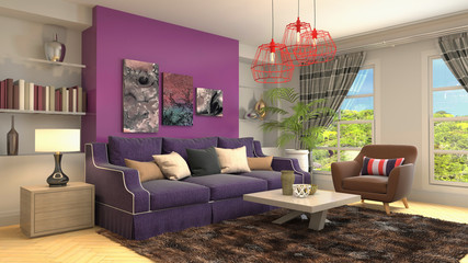 Interior of the living room. 3D illustration