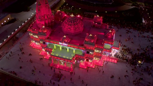 Vrindavan, city of 5000 temples. India, 4k aerial 