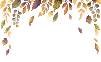 Watercolor vector autumn card with fallen leaves isolated on white background.