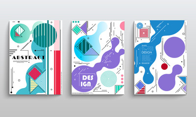 stock vector modern abstract vector banner set flat geometric liquid form with various colors modern vector