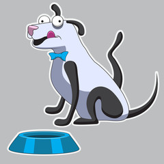 character cartoon dog scratching fleas. vector image.