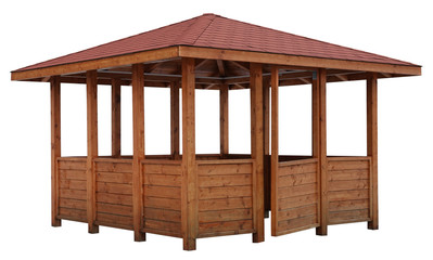 Wooden stall  market stand gazebo pavilion stall market structure brown - Powered by Adobe