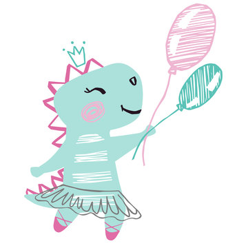 Premium Vector  The cute dino girl does exercises. cartoonish sport dinosaur  jumping with a rope.