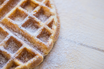 Belgian or Brussels tasty waffels bakery powdered sugar