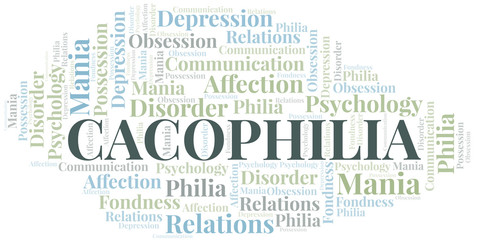 Cacophilia word cloud. Type of Philia.