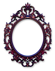 Blank wooden golden baroque frame - concept image with central copy space