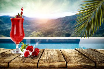 Swimming pool background and free space for your decoration 