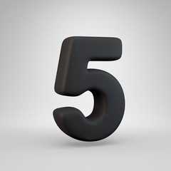 Fototapeta premium Black rubber number 5 isolated on white background.