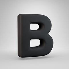Black rubber uppercase letter B isolated on white background.