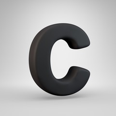 Black rubber uppercase letter C isolated on white background.