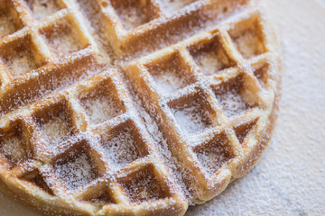 Belgian or Brussels tasty waffels bakery powdered sugar
