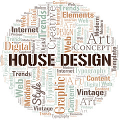 House Design word cloud. Wordcloud made with text only.