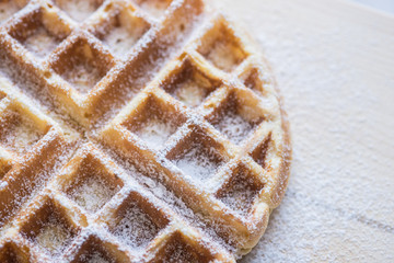 Belgian or Brussels tasty waffels bakery powdered sugar