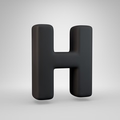 Black rubber uppercase letter H isolated on white background.