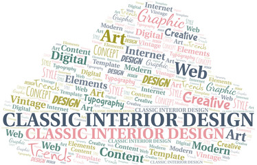 Fototapeta premium Classic Interior Design word cloud. Wordcloud made with text only.