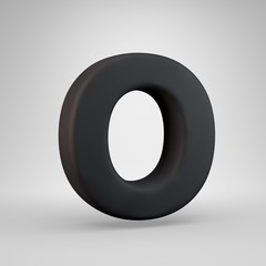 Black rubber uppercase letter O isolated on white background.