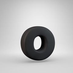 Black rubber lowercase letter O isolated on white background.