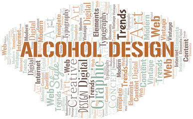 Alcohol Design word cloud. Wordcloud made with text only.