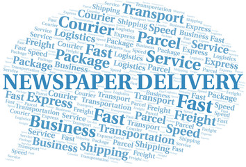 Newspaper Delivery word cloud. Wordcloud made with text only.