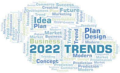 Obraz premium 2022 Trends word cloud. Wordcloud made with text only.