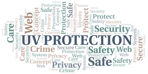 Uv Protection word cloud. Wordcloud made with text only.