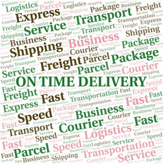 Obraz premium On Time Delivery word cloud. Wordcloud made with text only.