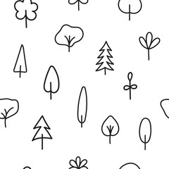 Forest Garden tree nature simple seamless pattern