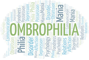 Ombrophilia word cloud. Type of Philia.