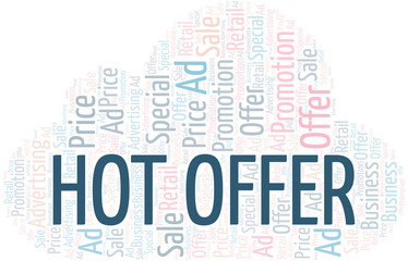 Obraz premium Hot Offer word cloud. Wordcloud made with text only.