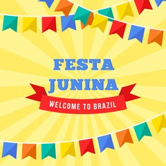 Festivals in Brazil, Festa Junina celebration poster vector