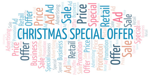 Fototapeta premium Christmas Special Offer word cloud. Wordcloud made with text only.