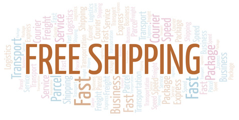 Obraz premium Free Shipping word cloud. Wordcloud made with text only.