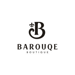 Decorative Classic Letter Initial B with  fleur de lis logo design vector