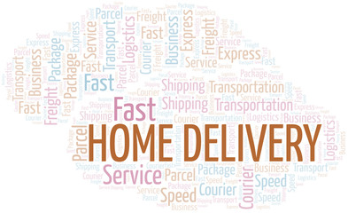 Fototapeta premium Home Delivery word cloud. Wordcloud made with text only.