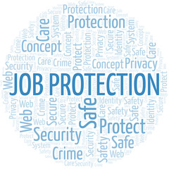 Job Protection word cloud. Wordcloud made with text only.