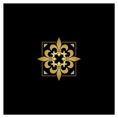 Artistic Golden Silver Fleur de Lis logo design © Enola99d