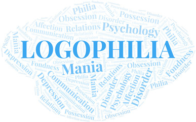 Logophilia word cloud. Type of Philia.