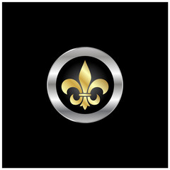 Artistic Golden Silver Fleur de Lis logo design © Enola99d