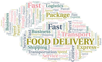 Food Delivery word cloud. Wordcloud made with text only.