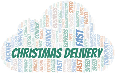 Obraz premium Christmas Delivery word cloud. Wordcloud made with text only.