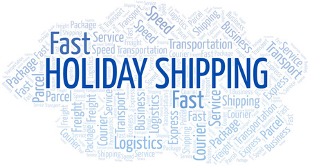Holiday Shipping word cloud. Wordcloud made with text only.
