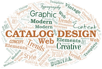 Catalog Design word cloud. Wordcloud made with text only.