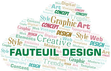 Fauteuil Design word cloud. Wordcloud made with text only.
