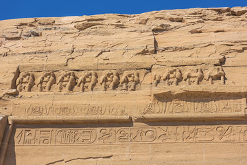 Baboons above the entrance of the Great Temple of Abu Simbel