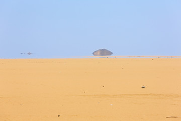 Blurry mountains formed by a mirage in the desert between Abu Simbel and Aswan