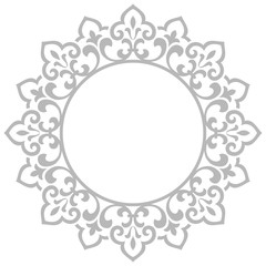 Decorative frame Elegant vector element for design in Eastern style, place for text. Floral grey border. Lace illustration for invitations and greeting cards