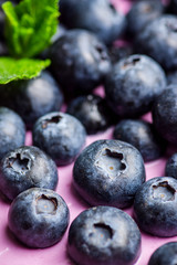 Fresh blueberry cheesecake on the rustic background. Selective focus. Shallow depth of field.