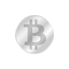 bitcoin icon silver, cryptocurrency bitcoin coin silver symbol, logo bitcoin coin silver color, bitcoin silver coin isolated on white background