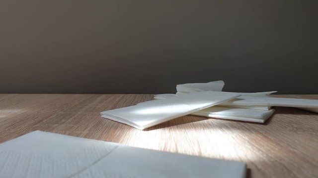 Disposable paper handkerchiefs in the close-up