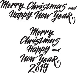 2019 hand written lettering. Happy New Year card design. Holiday vector illustration